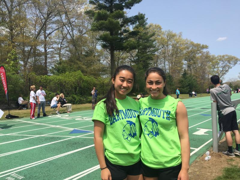 Dartmouth High seniors Rachel Gin and Callie Dulong helped run the games on Friday. BY ANGIE HILSMAN