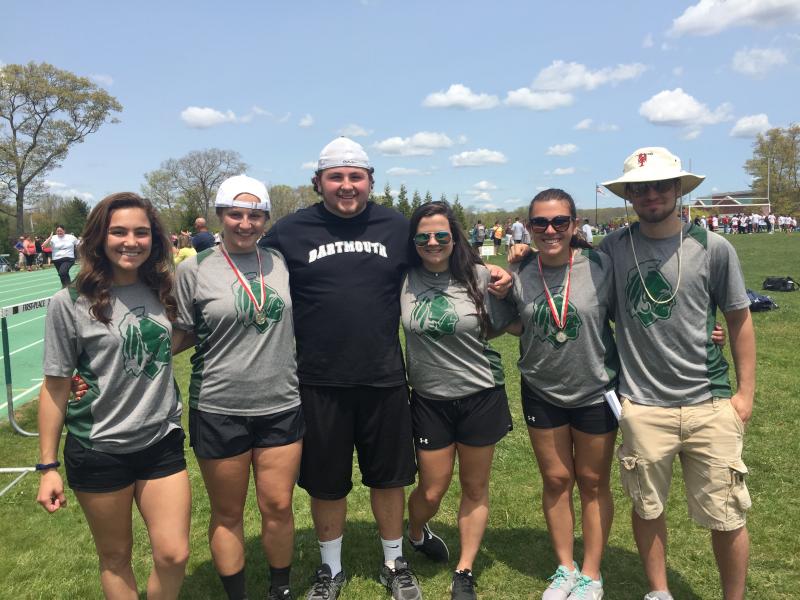 Dartmouth High students helped train the Special Olympics athletes: Amy Koczera, Taylor Rondeau, Austin Noble, Chloe Neto, Meagan Sebastiao, and Colby Serpa. BY ANGIE HILSMAN