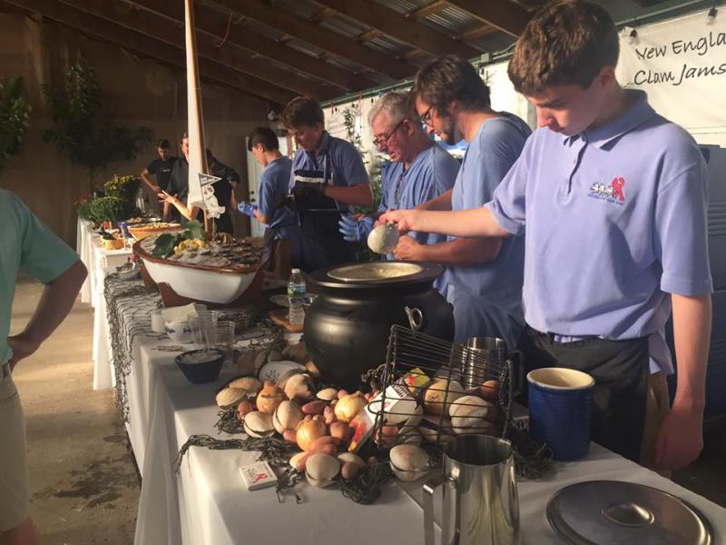 Andrew Henderson of New England Clam Jams, stirs up traditional New England chowder. BY ANGIE HILSMAN