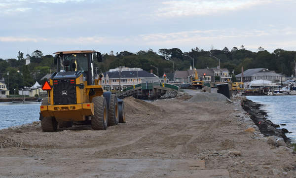 The Padanaram Causeway was shut down on August 1 for a rehabilitation project, severing a direct link between Padanaram and Gulf Road. With detours in place in the meantime, there is a little bit of good news: the project will continue through the winter. In this photo, causeway construction progress can be seen during a site visit on October 4. BY DOUGLAS MCCULLOCH