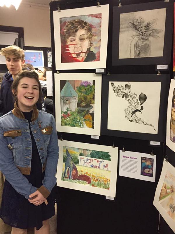 Inspired by her love of animation, Serena Turner's drawings develop a narrative piece about Arlo, a boy living in an advance inter-galactic future, who discovers a vessel for a dying boy from far in the past. COURTESY DARTMOUTH PUBLIC SCHOOLS