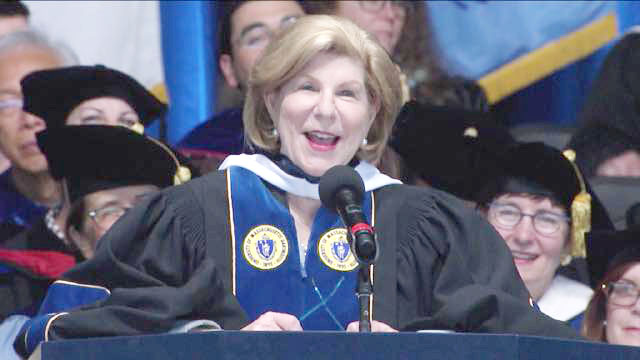 National Public Radio Legal Correspondent Nina Totenberg addresses the class of 2017. COURTESY UNIVERSITY OF MASSACHUSETTS DARTMOUTH