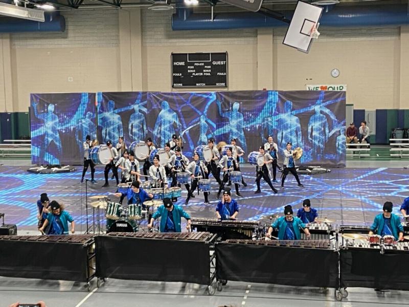 Dartmouth High School Indoor Winter Percussion perform “The Web” during the show. Photo by: Sue Benoit