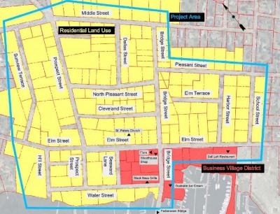 The Northeastern students focused their attention on a portion of Padanaram. The biggest changes centered around the business district. COURTESY DANIEL DULASKI