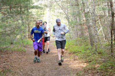 The trail running group at Destruction Brook Woods runs a five-mile loop around the trails. They meet near the trailhead at 8 a.m. and run another five miles. BY SETH THOMAS