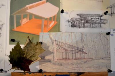Some of architect Kathryn Duff's original designs for an outdoor pavilion, which will be built at the Lloyd Center as part of the organization's renovation campaign. BY SETH THOMAS