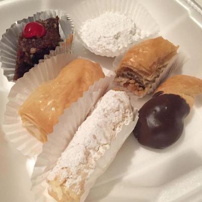 The church's Greek Ladies Philoptochos Society baked all the sweets (and the spinach pie) at the festival. This included baklava, koulourakia, karidopeta, kourabiedes, almond rolls and galatobouliko. BY SETH THOMAS