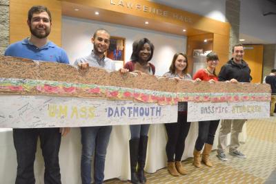 Members of the UMass Dartmouth chapter of MASSPIRG. From left: Nathan Broad, 24, Joe Perry, 18, Nataki Degraffenreid, 21, Suzy Durling, 22, Briana DaSilva, 18, and Nicholas Broughton, 18. BY SETH THOMAS