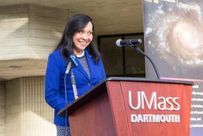 Chancellor Divina Grossman delved into the inspiration behind the project to beautify the UMass Dartmouth' Brutalist-style campus. BY LAUREN ZAKNOUN