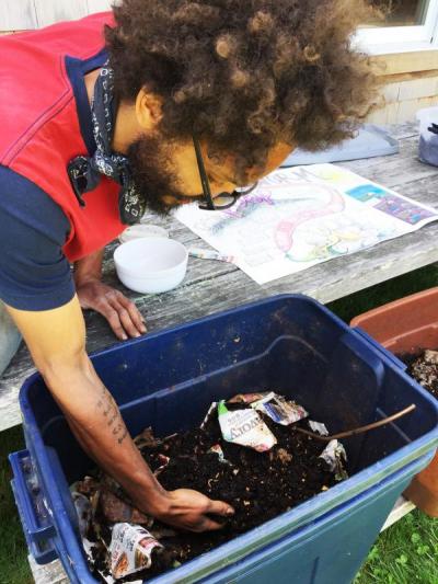 Worm compost uses coffee grounds and red wigglers
