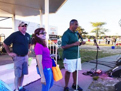 Parks and Recreation employees hand out prizes