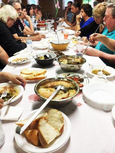 Tables were laid with the sopas as well as cacoila and other Portuguese foods