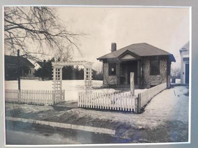 A photograph of the little library at its original location on State Road