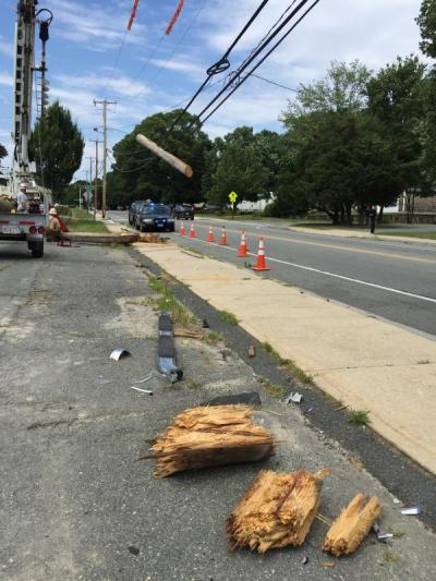 Efforts to replace the pole were ongoing on Saturday afternoon