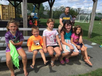 Quinn Racette, 6, Emmett Hill, 4, Violet Hill, 9, Reagan Racette, 9, and Taylor Hill, 7, were also happy to celebrate the start of the soccer season.