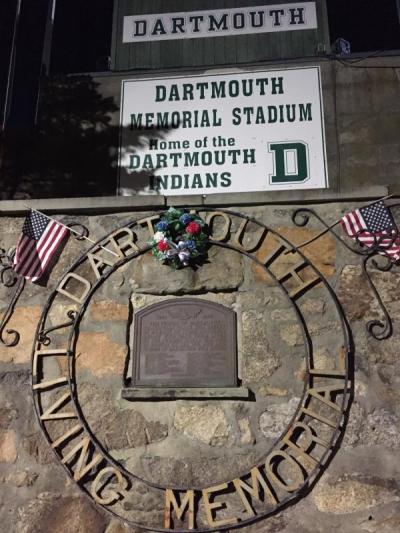 The original plaque dedicating the stadium to Dartmouth’s fallen soldiers.