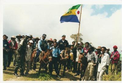Vincent with police colleagues and villagers in East Timor. Photo courtesy: Deputy Vincent