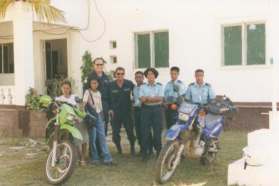 With police colleagues and dirtbikes in East Timor. Photo courtesy: Deputy Vincent