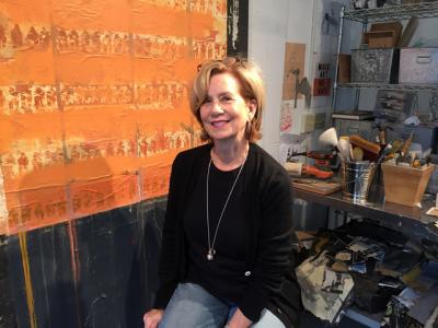 Dartmouth, MA news - Artist profile - Gayle Wells Mandle in her studio. Photo courtesy: Gayle Wells Mandle