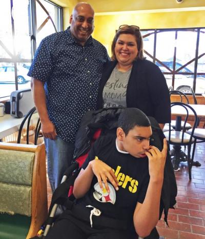 Dartmouth, MA news - Jaiden Joia with his parents Aidan and Janet at Sunrise Bakery after the Radiothon. Photo by: Kate Robinson
