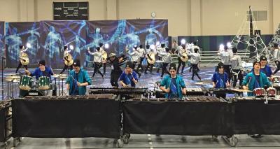 The percussion ensemble earned a score of 86.65 for their performance. Photo by: Kate Robinson