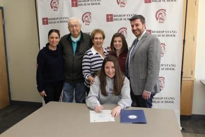 Dartmouth, MA news - sports - Chausse with her family during the signing. Photo courtesy: Bishop Stang