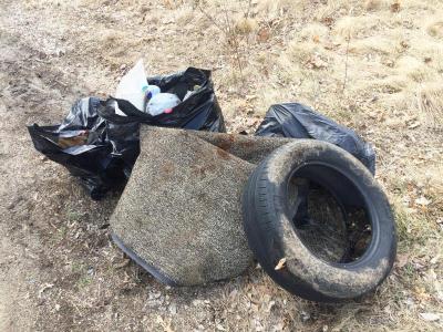 Some of the trash collected by Ouellette on Saturday included a tire and pieces of carpet