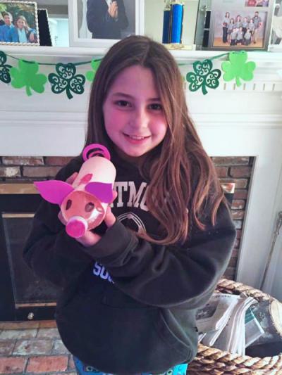 Fourth grader at DeMello School Kelsey Silva made a piggy bank with a water bottle. Photo courtesy: Lorraine Silva