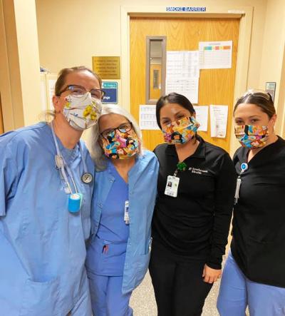 Dartmouth Week - Dartmouth, MA news - Hospital staff using some masks sewn by Dartmouth School Music Association parents. Photo courtesy: Greg Jones