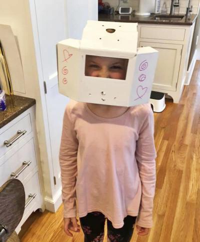 Ruby Mullane, first grader at DeMello School, won the “Best solution to a real-world problem” category with her coronavirus safety mask. Photo courtesy: Ann Marie Dutra Mullane