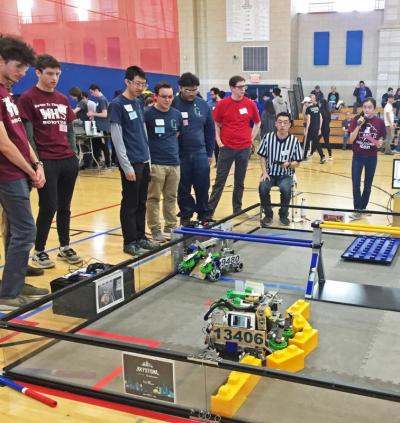Dartmouth Week - Dartmouth, MA news - Consistently Inconsistent watch their robot (13406) try to grab a block during an autonomous round