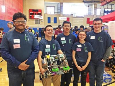 Dartmouth Week - Dartmouth, MA news - Consistently Inconsistent pose with their robot. They made it to the semi-final before getting knocked out of the tournament