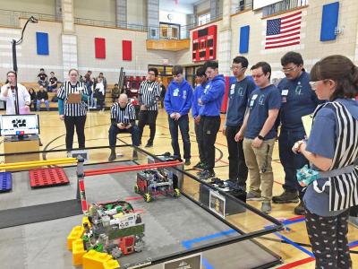 Dartmouth Week - Dartmouth, MA news - Consistently Inconsistent during another autonomous round. Their robot’s performance was surprisingly consistent, finishing in 6th place and earning the team a spot at the semi-final