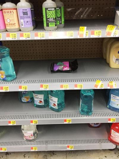 Dartmouth, MA news - Empty shelves for hand sanitizer at Wal-Mart