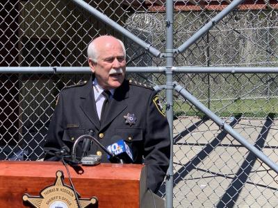 Dartmouth Week - Dartmouth, MA news - Sheriff Hodgson speaking at a May 2 press conference at the Faunce Corner Road facility. Photos by: Christopher Shea