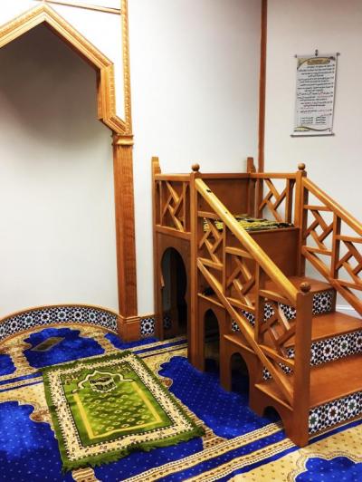 The mihrab at the Dartmouth mosque, which points in the direction of Mecca.