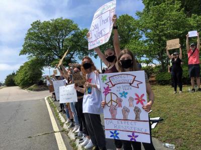 Dartmouth Week - Dartmouth, MA news - Protesters stand by the side of Route 6 at a Black Lives Matter demonstration on Saturday afternoon. Photos by: Kate Robinson