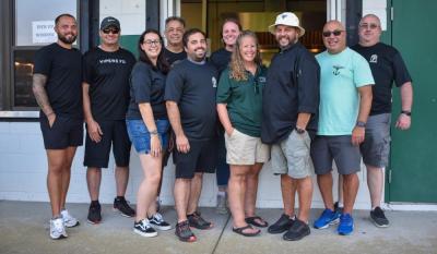 Bob Long, president/facility director; Kait Carvalho, vice president/scholarship director; Joe Santos, secretary; Paula Medeiros, treasurer (not in picture); Bob Bouley, past president (not in picture); Derek Medeiros, fall recreational director; Peter Pacheco, Vipers director (not in picture); Laura Zexter, Dartmouth FC director; Brendan Pacheco, director of coaching; John Santos, referee director/facilities; Meghan Long, concession stand director; Jenn Brum director of marketing and social media (not in picture); Dave Reynolds, CORI director; and Board members David O’Neil and Jenn Reid.