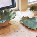 Leaf-inspired ceramics by Amy Thurber of Doves Foot Pottery on Horseneck Road