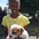 Jaliyah Perry, 12, with six-week-old puppy Brownie.