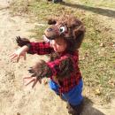 CJ Gonsalves, 2, of New Bedford chases people in his werewolf costume.