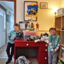 Jack Fleurent, 6, and brother Oliver, 4, built their tower with superhero action figures. Photo courtesy: Darren Fleurent