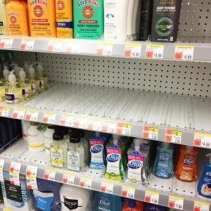 Dartmouth, MA news - An empty shelf of hand sanitizer at Walgreens on State Road