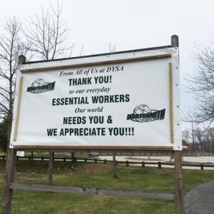 Dartmouth Week - Dartmouth, MA news -  The Dartmouth Youth Soccer Association thanks all essential workers in this sign at the entrance to the soccer fields near the high school. Photos by: Kate Robinson