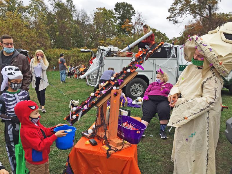 Sabrina Menard as Oogie Boogie sends some candy down the chute for a trunk-or-treater. Dartmouth Week - Dartmouth, MA news - Sabrina Menard as Oogie Boogie sends some candy down the chute for a trunk-or-treater.