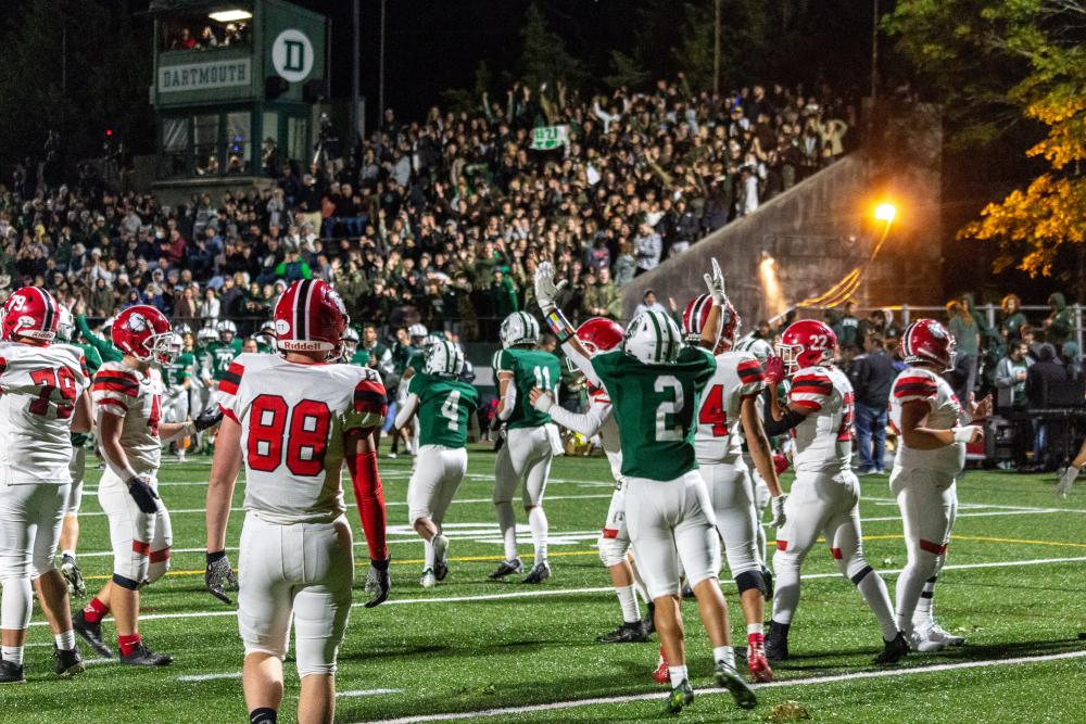 The Indians celebrate their second touchdown, a two-yard run from sophomore running back Ray Gramlich. Photos by: Morgan Beard