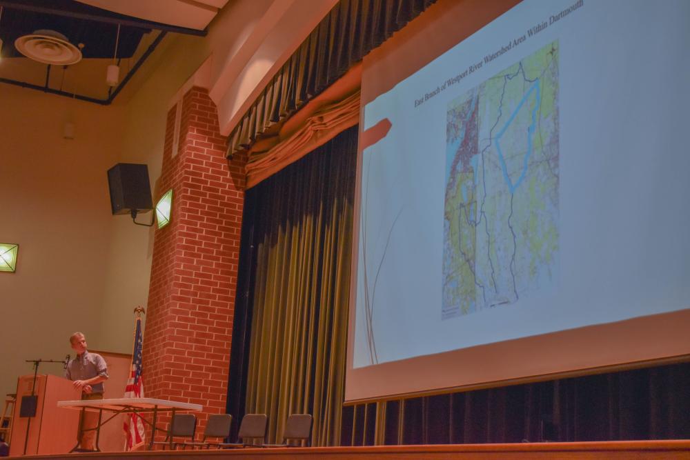 Public Health Director Chris Michaud (left) presents an overview of possible changes to state septic tank regulations on Nov. 16. Photos by: Christopher Shea
