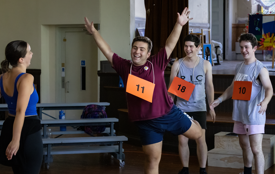 Choreographer Brooklyn Toli, left, Alex Richter, Samuel Wright and Shawn T. Simmons during rehearsal.