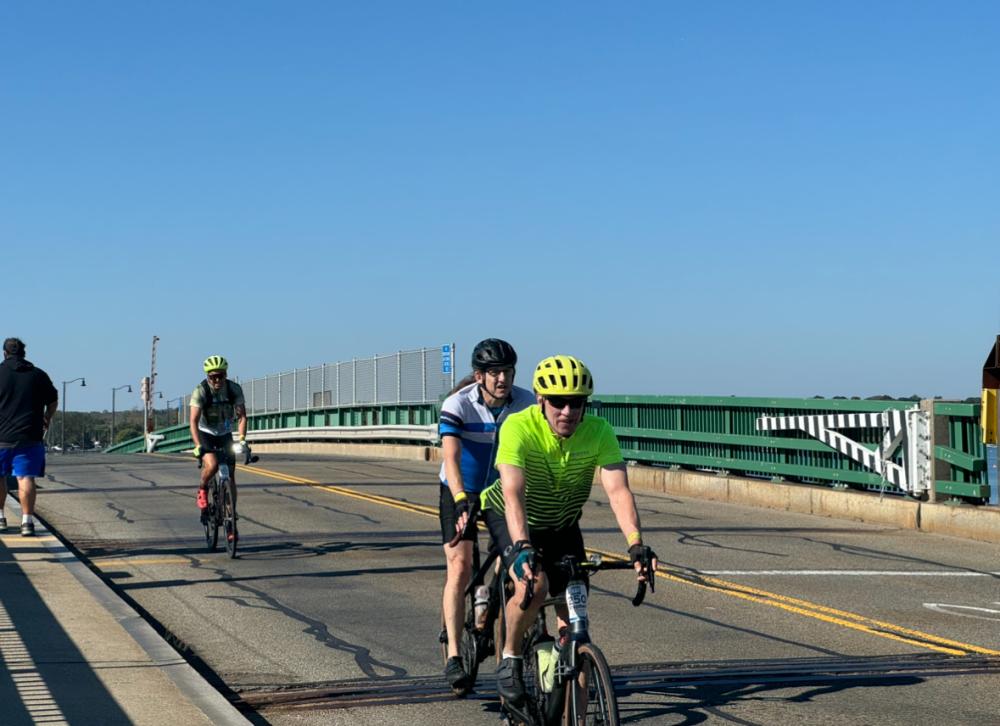 Riders ride over the Padanaram Bridge. Photos by Kat Sheridan. Riders ride over the Padanaram Bridge. Photos by Kat Sheridan.