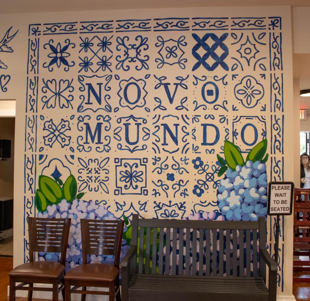 A section of the mural designed as a place where people could take photos. novo modo wall